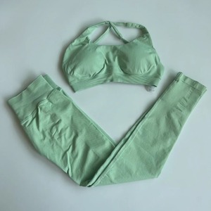 ชุดออกกำลังกายผู้หญิงแบบไขว้ด้านหลังชุดครอปโยคะบรารัดรูปชุดออกกำลังกายเลกกิ้งเอวสูง - Product Image 2