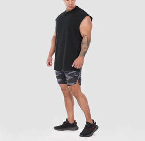 T-shirt sans manches pour homme, surdimensionné, fitness, gym, sport, sans manches, 100% coton, débardeur col en O pour homme, vente en gros d'été - Product Image 3