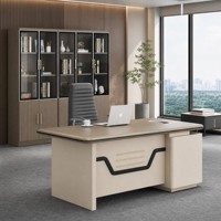 Ensemble de bureau de direction moderne Ekintop, bureau de direction en bois avec armoire latérale, armoire à dossiers pour bureau professionnel
