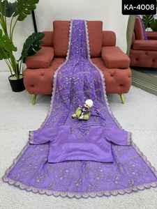 ชุดประจำชาติอินเดียใส่ส่าหรีผ้าไหมทริบบี้แบบหนาและโค้ดเสื้อเบลาส์ผ้าไหมแบบโมโน - Product Image 6