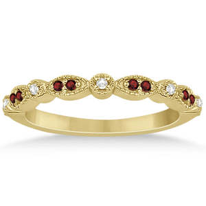 18K Yellow Gold Marquise and Dot Garnet & <b>Emerald</b> Cut Diamond Bridal <b>Set</b> 0.49 Carat Fine <b>Jewelry</b> - Product Image 4