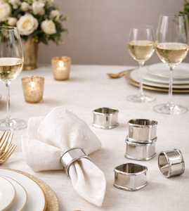 <b>Stainless</b> <b>steel</b> napkin rings Silver plated napkin rings Polished metal napkin holder Modern metal <b>table</b> accessories - Product Image 1