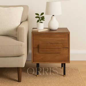 Chevet moderne en bois élégant et durable avec 2 tiroirs, armoire de chevet pour appartement, chambre à coucher et salon - Product Image 2