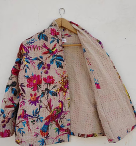 Chaqueta Unisex de Manga Larga con Estampado Kantha Hecha a Mano, Cálida, para Fiestas - Product Image 3