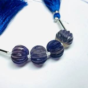 Cuentas de Fluorita Púrpura Talladas en Forma de Melón de 12MM, Material de Piedra Preciosa Suelta, Certificadas por Terceros, para Joyería - Product Image 3