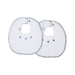 Lot de 2 bavoirs en tissu 100% coton gris et bleu pour bébés et enfants - Product Image 1