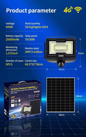 Projecteur solaire 600W avec caméra et couvercle de protection, éclairage LED extérieur haute luminosité, projecteur solaire avec caméra