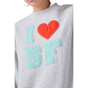 Sweat-shirt à manches longues pour femme, décontracté, en polaire, imprimé, avec poche kangourou, logo imprimé sur le devant - Product Image 3