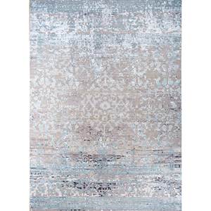 Alfombra de Lana y Seda de Bambú Azul del Lejano Oriente, Anudada a Mano, Rectangular, con Medallón, Estilo Oriental, de Viscosa y Poliéster para el Hogar - Product Image 1