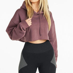 Haut court à capuche en molleton doux et confortable pour femme, style décontracté hivernal, avec logo frontal, pour le streetwear moderne - Product Image 1