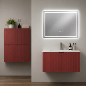 Riel Modern Polished Solid Wood Bathroom Vanity Illuminated LED <b>Mirror</b> Ceramic Basin Wall-Mounted School Hospital Warehouse - Product Image 3