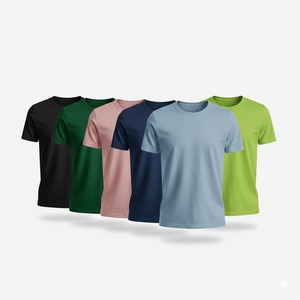 Camisetas de Hombre Modernas y Ajustadas de Manga Corta, Tejidas en Algodón y Fibra de Bambú, Cuello Redondo, Logotipo Frontal Vintage, Estilo Urbano, Primavera-Otoño - Product Image 2
