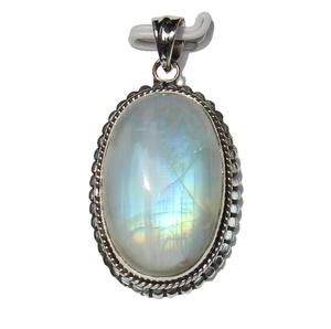 Colgantes de moda unisex hechos a mano de plata de ley 925, chapados en plata antigua estilo bohemio, con engaste de bisel de piedra lunar llamativa - Product Image 2