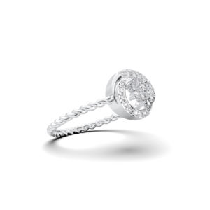 Anillo de diamante de corte redondo de moissanita de 0,13 quilates, juego de racimo floral en oro sólido de 10K, 14 y 18K con Juego de puntas hecho en" - Product Image 4