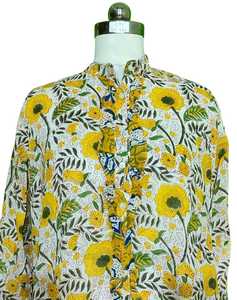 Vestido Largo de Verano de Algodón Indio para Mujer, Talla L/XL, Estilo Bohemio, Estampado Floral, Vestido Maxi de Algodón Premium Hecho a Mano, 57 cm de Largo - Product Image 4