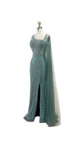 Elegant Anti-Static Women's Long Formal Evening Gown Hand-Beaded Floor-Length for <b>Party</b> <b>Prom</b> Wedding with Natural Waistline - Product Image 4