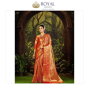 Sari de Seda Suave Kanjivaram con Borde Khadi, Diseño Exclusivo en Contraste, Venta Directa de Fábrica - Product Image 6