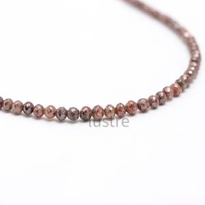 Cuentas de Diamante Rojo Champagne AAA+ de 4 mm, Collar de Diamantes Rojos Brillantes 100% Naturales, Diamantes Sueltos Facetados - Product Image 2