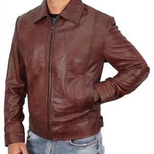 Veste de motard en cuir véritable pour homme, sur mesure, col montant, logo frontal, écologique, imperméable, fournisseur en gros du Pakistan - Product Image 1