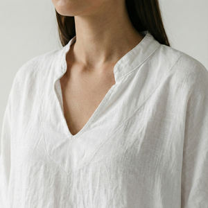 Túnica Casual Transpirable de Manga 3/4 con Cuello en V, 100% Lino - Product Image 3