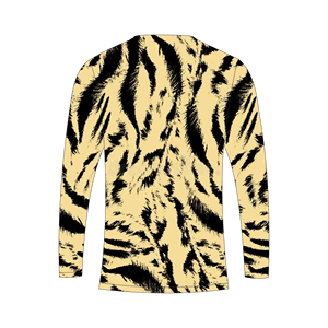 Camiseta de manga larga Trackstar para hombre, con estampado abstracto de ondas y rayas de tigre en amarillo y negro, sublimación personalizada, OEM, marca privada TSI-G05-P0812 - Product Image 3