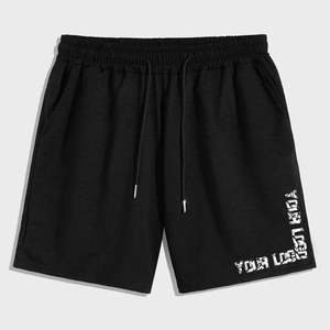 Pantalones cortos de lana de talla grande personalizados de algodón liso con logotipo estampado deportivo informal para hombre con bolsillos - Product Image 1