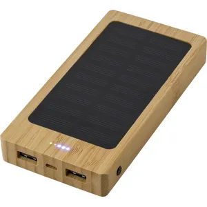 Power Bank Solare Ecologico in Bambù Joan, Gadget Promozionali - Product Image 1