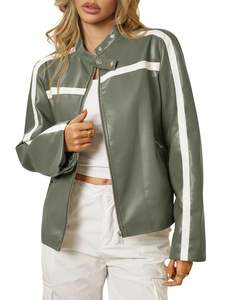 Chaqueta de Cuero para Mujer de Alta Calidad al por Mayor, Diseño Personalizado, Manga Larga, Transpirable, para Exteriores - Product Image 5