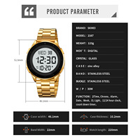 Jam Tangan Digital SKMEI 2167 Mewah untuk Pria dengan Penunjuk Kiblat, Tali Baja Anti Karat, Alarm, Edisi Terbatas, Casing Aloi