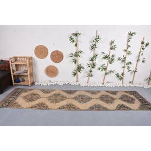 Classique Beige marron Vintage tapis turc 3 X 10.9ft Boho plat tissage Jute tapis pour salon Patchwork motif Latex support - Product Image 1
