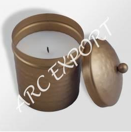 Bougeoir brillant plaqué cuivre stockage de cire avec couvercle Design fantaisie bougeoir exclusif avec couvercle ensemble de 3 fournitures d'éclairage - Product Image 4