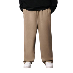 กางเกงจ็อกเกอร์สำหรับผู้ชายกางเกงจ็อกเกอร์สีเบจกว้างเอวยางยืดแบบผูกเชือกกางเกงลำลองขายส่งโลโก้ตามต้องการ - Product Image 1