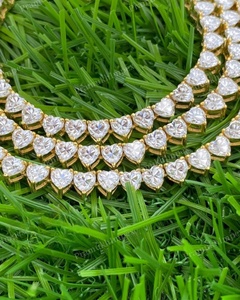 4MM VVS Moissanite Diamant Personnalisé en Forme de Coeur Chaîne de Tennis Hip Hop Personnalisé Argent Sterling Jaune Rose Plaqué Or Blanc - Product Image 5