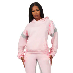 Venta al por mayor de ropa de mujer de invierno con capucha conjunto de Material de algodón de alta calidad Crop Top mujeres chándales pantalones de chándal conjuntos de 2 piezas - Product Image 1