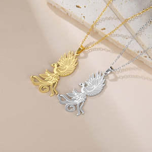 สร้อยคอจี้โมอิสซาไนต์สลักลายโซโลมอนฟีนิกซ์สไตล์วินเทจ เงินแท้ 925 ชุบทอง  จี้เครื่องประดับนำโชค ของขวัญสำหรับทุกเพศ - Product Image 3