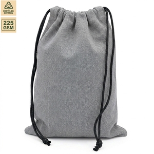 Bolsa de Tela con Cordón de Algodón Reciclado Gris Pequeña Personalizada al por Mayor, 18x25cm, 225 GSM, Embalaje de Regalo para Jabón, Cosméticos, Joyería - Product Image 3