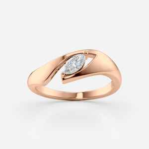 14K oro amarillo Marquesa corte laboratorio cultivado diamante Bypass anillo boda compromiso aniversario fiesta fina regalo joyería para ella - Product Image 4