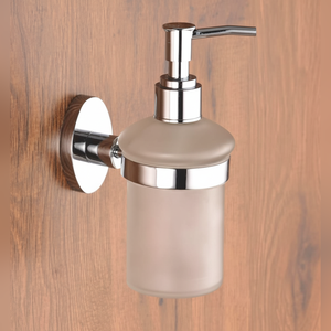 Distributeur de savon mural de qualité supérieure avec support en verre dépoli, finition chromée, fournitures hôtelières - Product Image 2