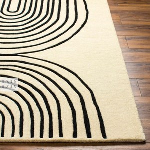 High Quality Custom Size Hand-<b>Tufted</b> Wool Flatweave <b>Rug</b> Black and White Gamer Pattern for Home Use Dining or Prayer - Product Image 4
