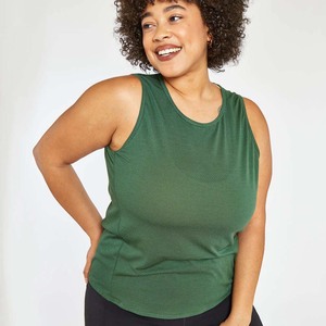 Camiseta sin mangas elástica larga para mujer Racerback Fitness algodón Spandex Yoga entrenamiento túnica camisetas sin mangas de gran tamaño - Product Image 1