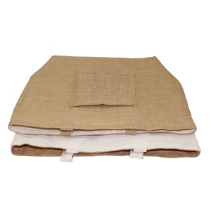 Bolso de mano de yute de algodón Reversible de uso bidireccional, bolso de compras de marca a la moda, bolso de compras liso - Product Image 2