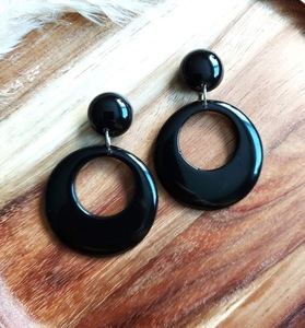 Boucles d'oreilles en résine brodée, bijoux de mode en acier inoxydable faits à la main pour femmes et filles, look classique de mariage, haute qualité - Product Image 2