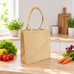 100% Natural Jute <b>Reusable</b> Eco-Friendly Grocery <b>Bag</b> Zero Waste Durable Rope Handle Washable Recyclable <b>Shopping</b> <b>Bag</b> Daily Market - Product Image 2