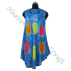 Rayon femmes Boho Maxi cravate teinture longue fête plage robe cravate teinture longue Maxi fait à la main robe avec sans manches cravate teinture col rond Boho - Product Image 6