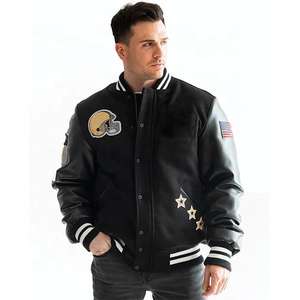 Nouvelle arrivée Varsity Jacket pour hommes logo personnalisé patch baseball Style vintage Varsity Jacket manches en cuir vêtements de mode pour hommes - Product Image 1