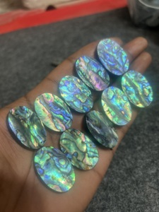 ลูกปัดเปลือกหอยเป๋าฮื้อธรรมชาติขนาดผสมรูปไข่สีรุ้งสีม่วงสีเขียว - Product Image 2