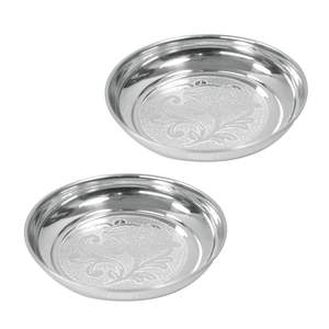 ถาดทองเหลืองสำหรับงานแต่งงานของขวัญบูชาดอกไม้แกะสลักดีไซน์ทองเหลือง Thali ผู้จัดจำหน่ายจำนวนมาก - Product Image 4