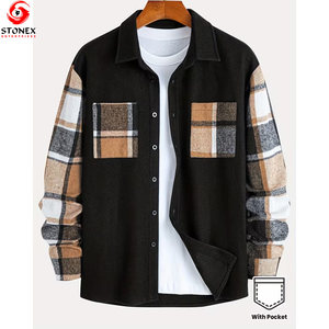 Camisa a cuadros vintage personalizada para hombre, camisa de franela de algodón informal de manga larga con botones para uso diario, precio al por mayor - Product Image 2