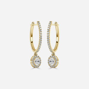 100% ทำด้วยมือคุณภาพสูงดีไซน์ใหม่ต่างหูฝังเพชรรูปวงรีและทรงกลมทำจากทองเหลือง18K สำหรับเป็นของขวัญ - Product Image 2