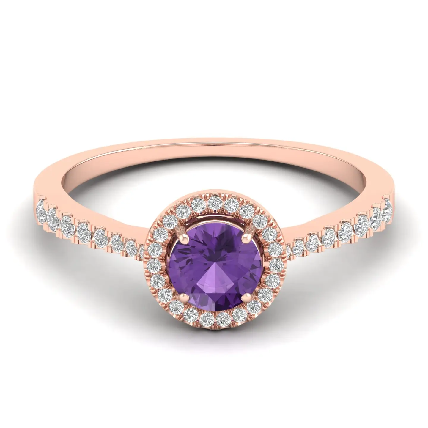 Edler Schmuck 18 Karat massives Roségold Amethyst Ewigkeit sband Diamantring für Frauen Geschenk Großhandel Ehering Fingerring